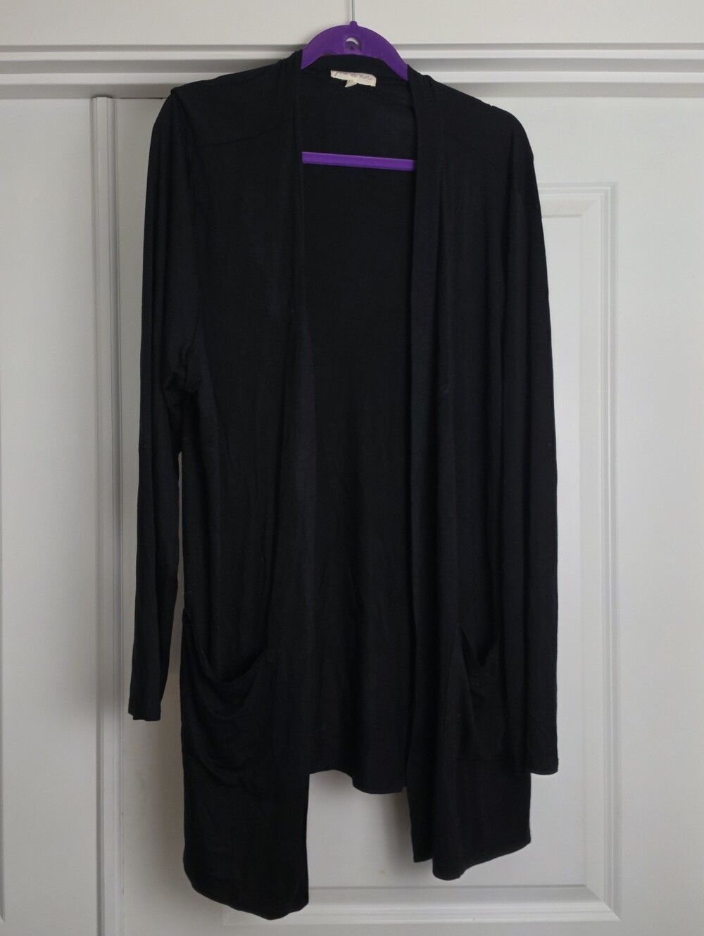 Women’s Black Open-Front Lightweight Cardigan Sweater